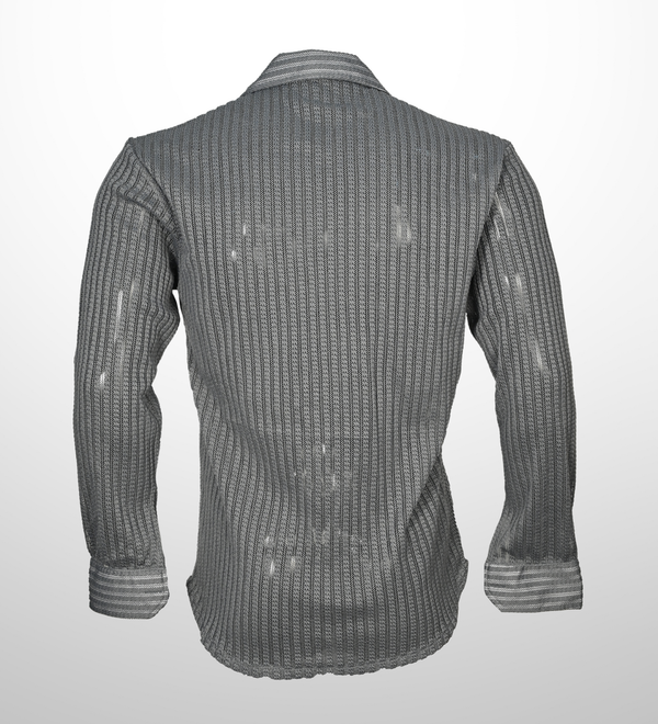 Textured knit shirt - silver veil