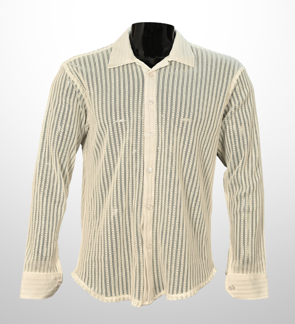 Textured knit shirt - ivory