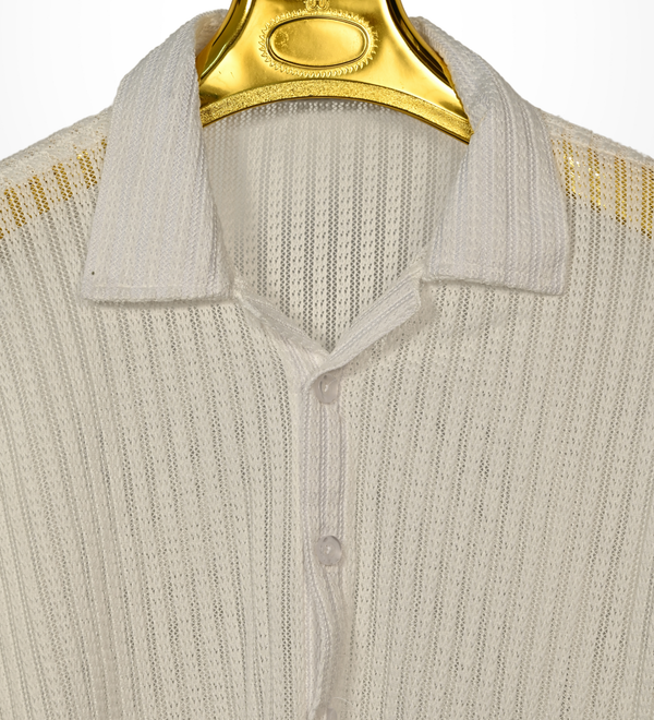 Textured knit shirt - ivory