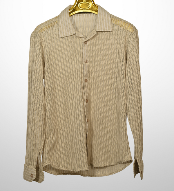 Textured knit shirt - sand beige