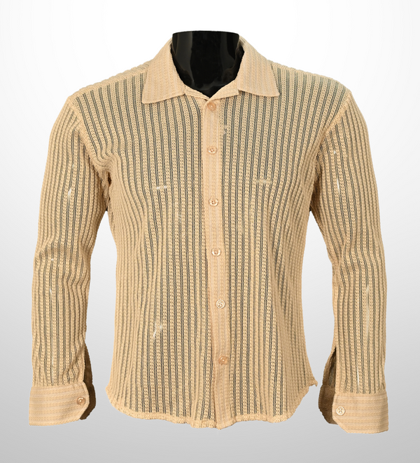Textured knit shirt - sand beige
