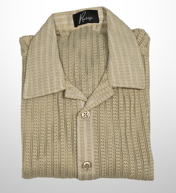 Textured knit shirt - pastel olive green