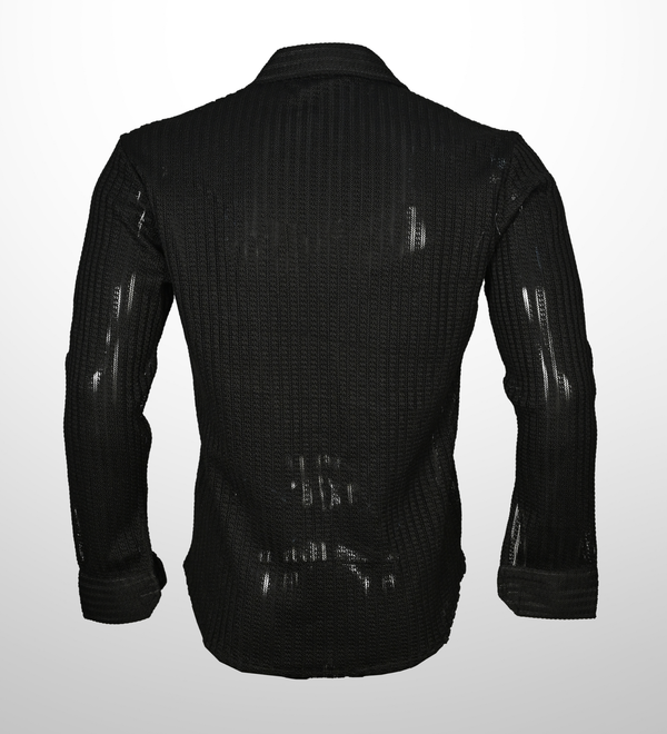 Textured knit shirt - midnight black