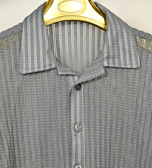 Textured knit shirt - silver veil
