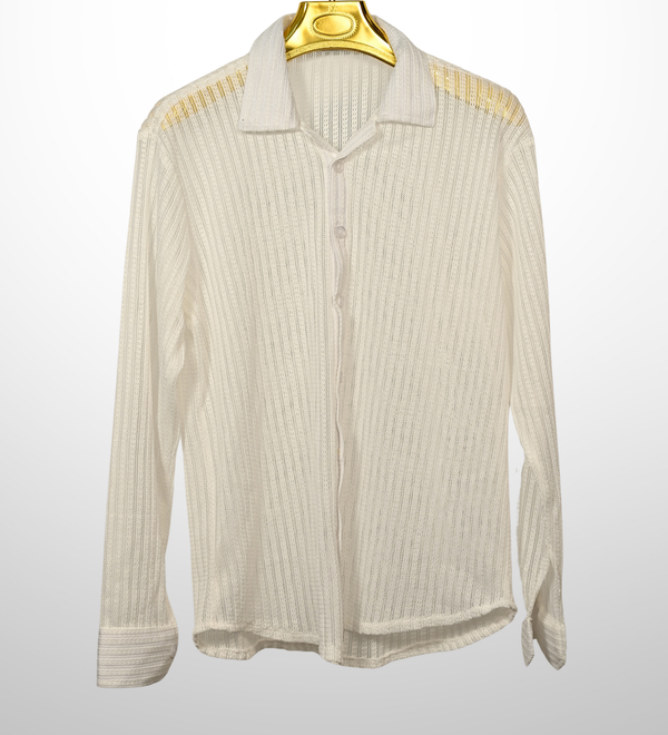 Textured knit shirt - ivory