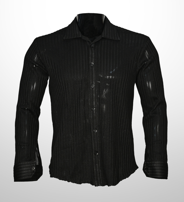 Textured knit shirt - midnight black