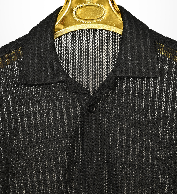 Textured knit shirt - midnight black