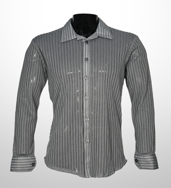 Textured knit shirt - silver veil